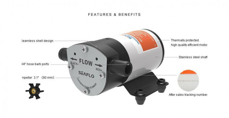Помпа водоподающая 30(л/мин) 24 в SeaFlo, арт. SFSP208000302,          SeaFlo 
