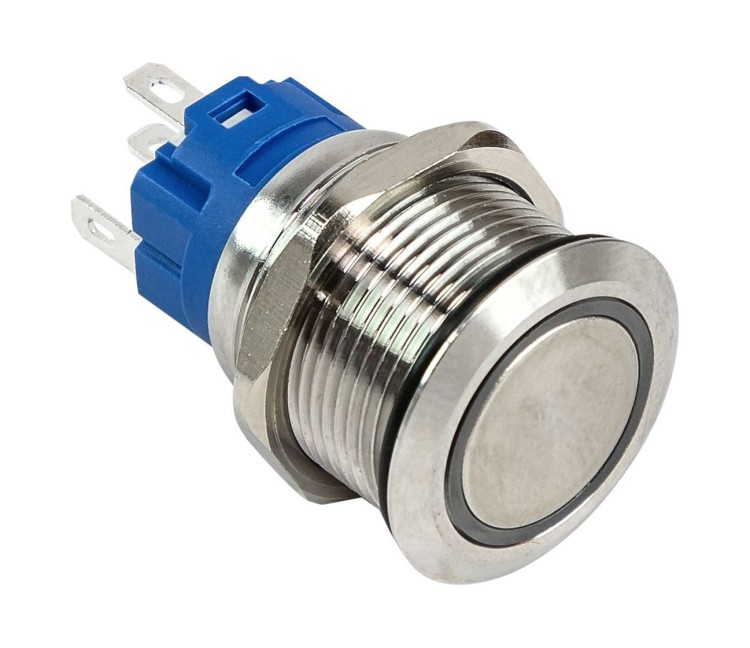 Кнопка с фиксацией в комплекте с контактным разъемом, 12 В 3А, OFF-ON 5P, D19 синяя подсветка, арт. 4620136042581,          MARINE ROCKET  Кнопка с фиксацией в комплекте с контактным разъемом, 12 В 3А, OFF-ON 5P, D19 синяя подсветка, арт. 4620136042581,          MARINE ROCKET