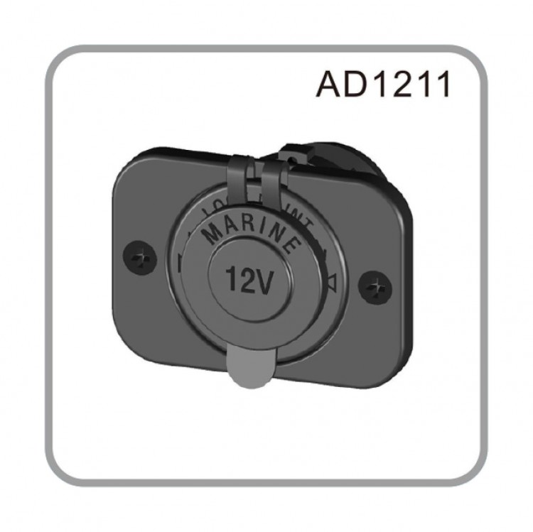 Разъем прикуривателя на панели, врезной, чёрный, арт. AD1211,          AAA  Разъем прикуривателя на панели, врезной, чёрный, арт. AD1211,          AAA