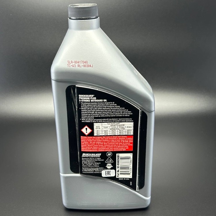Масло Quicksilver Premium Plus TC-W3 (2х тактное) (1л), арт. 858026QB1,          МАСЛО/СВЕЧИ 