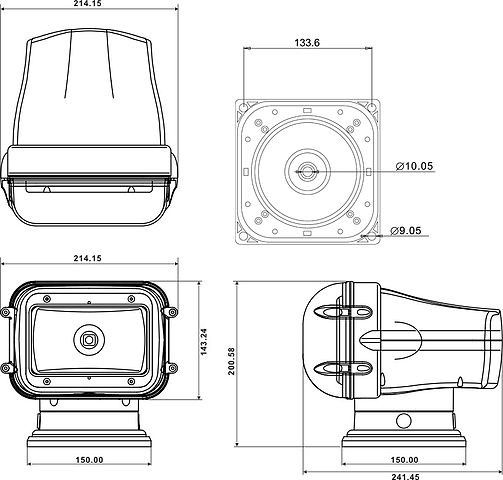 Прожектор стационарный галогеновый проводной пульт ДУ, серия 970, арт. SL024-CWP,          Allremote 