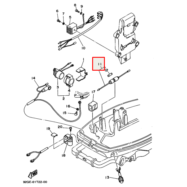 Провод с предохранителем Yamaha 9,9-55 (PREMARINE), арт. 682-82150-10-K,          SCM 