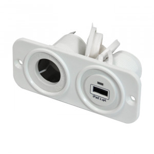 Панель с USB-разъемом 5В/2.4А и прикуривателем, белая