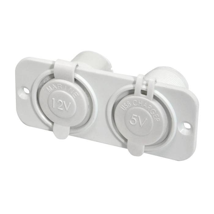 Панель с USB-разъемом 5В/2.4А и прикуривателем, белая, арт. C30245W,          Easterner  Панель с USB-разъемом 5В/2.4А и прикуривателем, белая, арт. C30245W,          Easterner