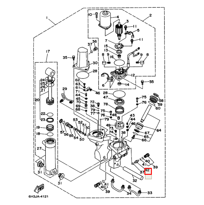 Поршень масляного насоса Yamaha 75-90 (Япония), арт. 6H1-43841-11,          Nano Protech 