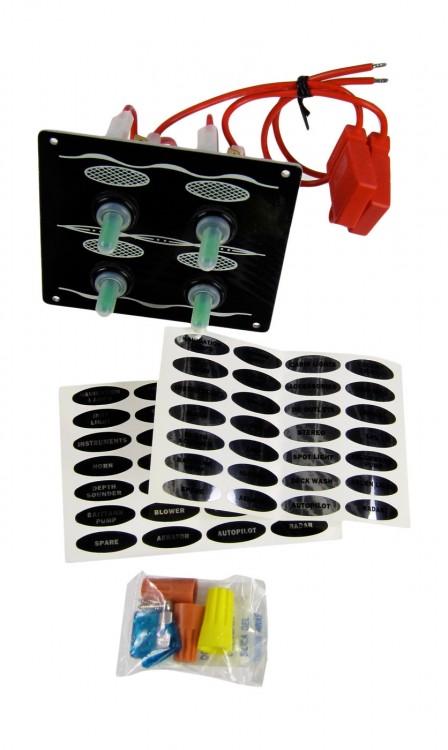 Панель бортового питания 4 переключателя, черная, арт. 10537,          Youthful 