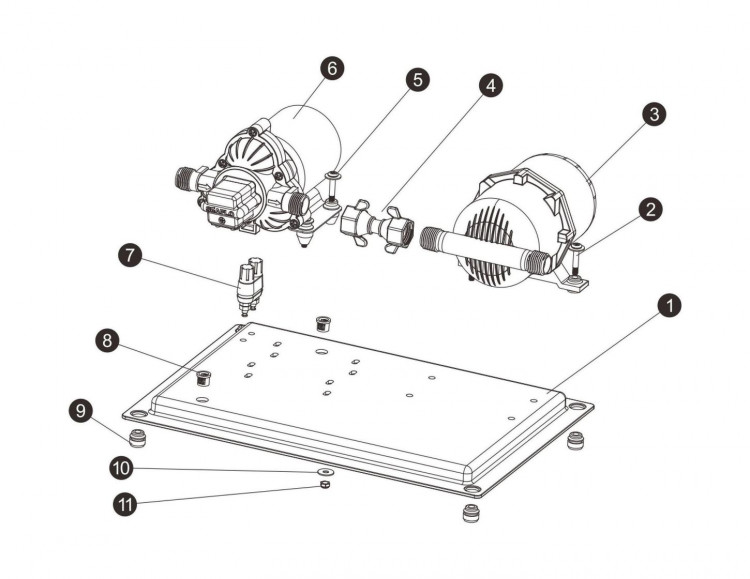 Комплект автоматического насоса с расширительным бочком 0,75л, 24 В, SeaFlo, арт. SFWSK2030045002,          SeaFlo 