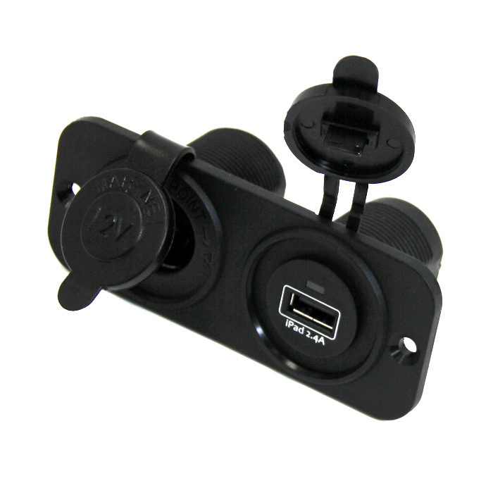 Панель с USB-разъемом 5В/2.4А и прикуривателем, черная, арт. C30245B,          Easterner  Панель с USB-разъемом 5В/2.4А и прикуривателем, черная, арт. C30245B,          Easterner