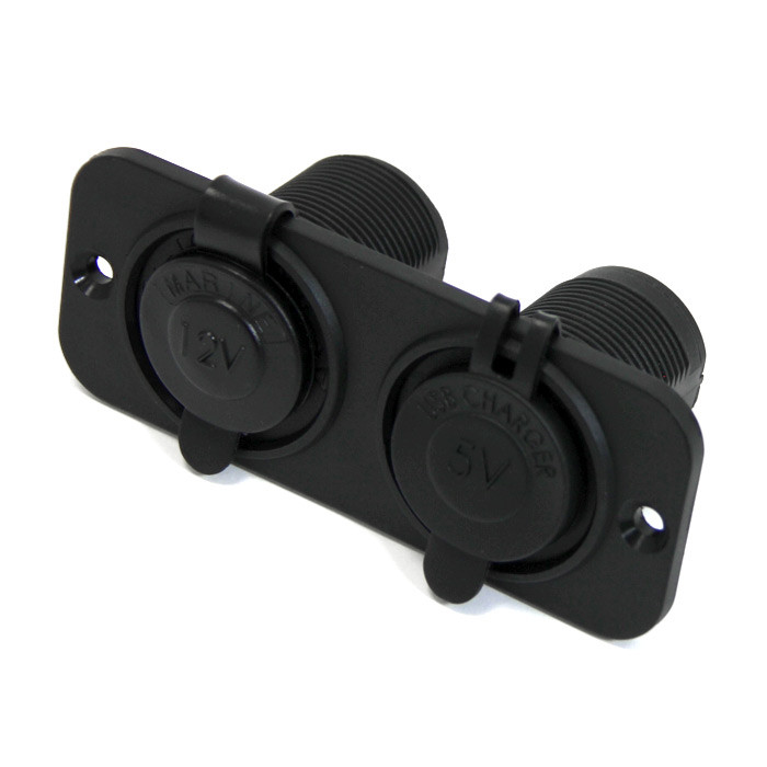 Панель с USB-разъемом 5В/2.4А и прикуривателем, черная, арт. C30245B,          Easterner  Панель с USB-разъемом 5В/2.4А и прикуривателем, черная, арт. C30245B,          Easterner