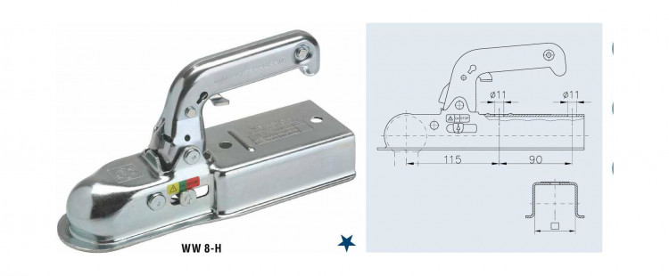 Замковое сцепное устройство WW 8-G (W 1032) 60 мм, WINTERHOFF, арт. 1860742,          WINTERHOFF 