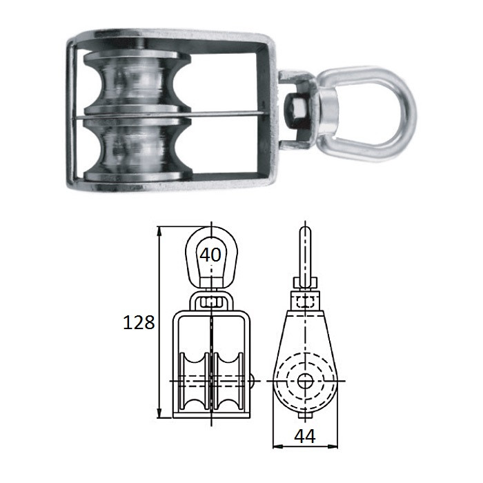 Блок 2-шкив. со скобой 40 мм, арт. 0506-0140,          CIM 