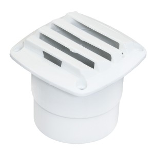 Вентиляционная решетка с патрубком, белый пластик 86mm(L) x 86mm(W) x 80mm(H)