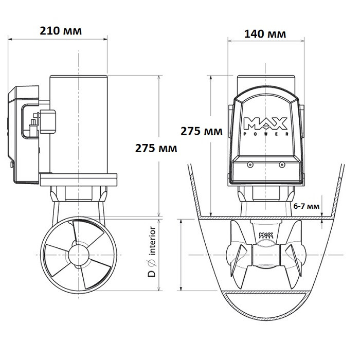 Электрическое подруливающие устройство CT 80, 24В, арт. 42533,          MAXPOWER 