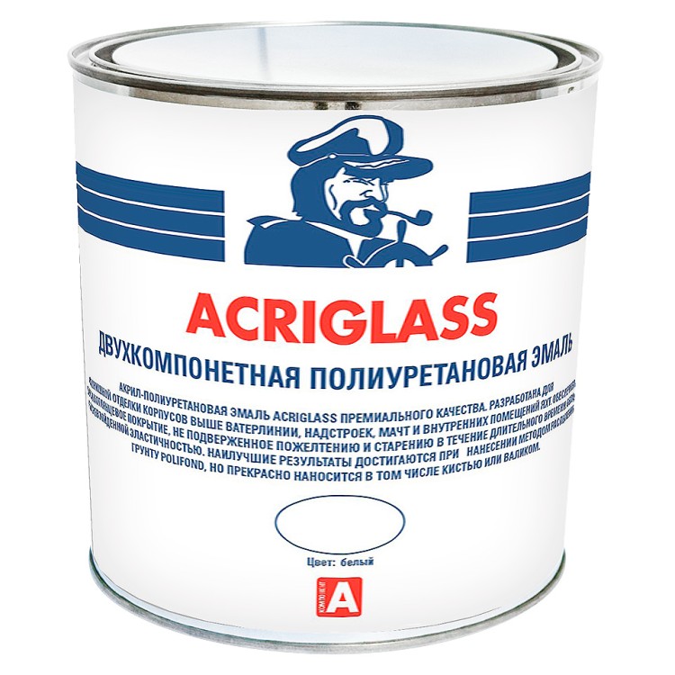 Эмаль высокоглянцевая полиуретановая 2-комп. Мореман ACRGILASS белая, 3 л (A+B), арт. 10270541,          Мореман 