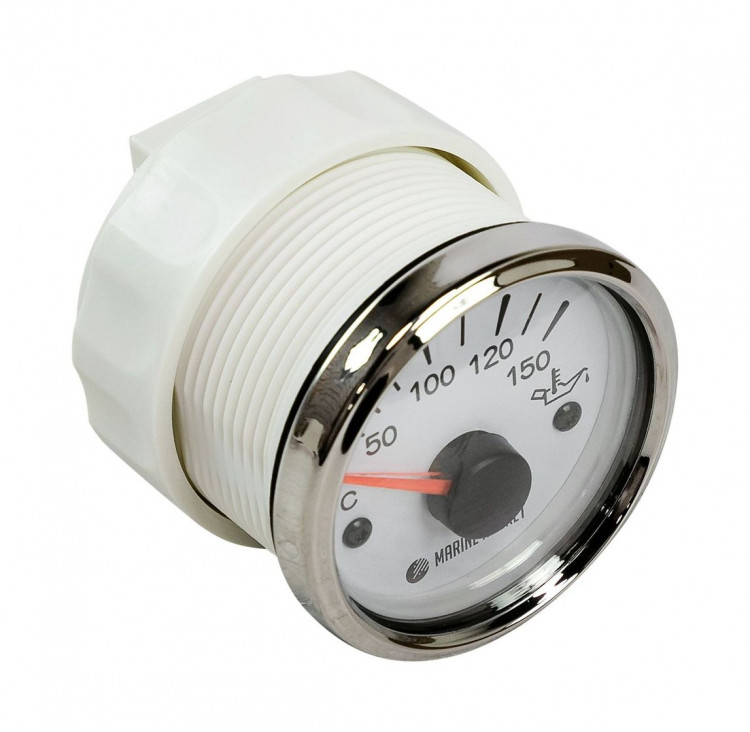 Указатель температуры масла 50-150 гр., белый циферблат, нержавеющий ободок, д. 52 мм, арт. TGA0150WSMR,          MARINE ROCKET 