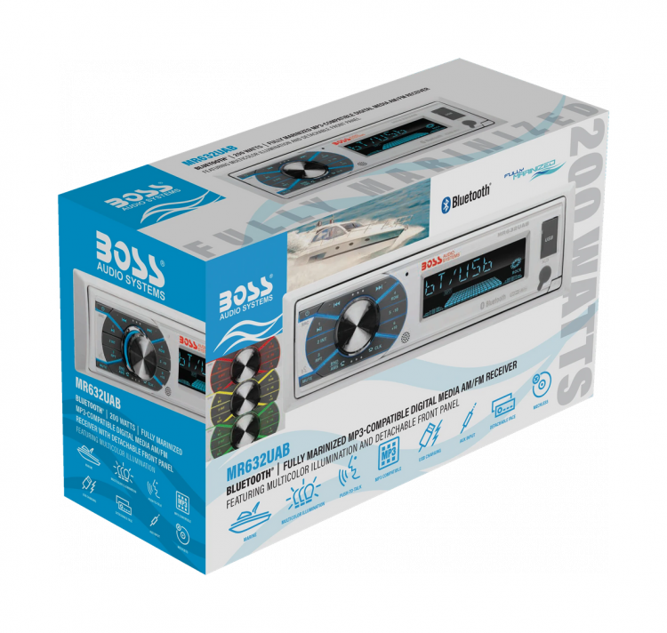Морская магнитола 1DIN BOSS MR632UAB, арт. MR632UAB,          Boss Audio 