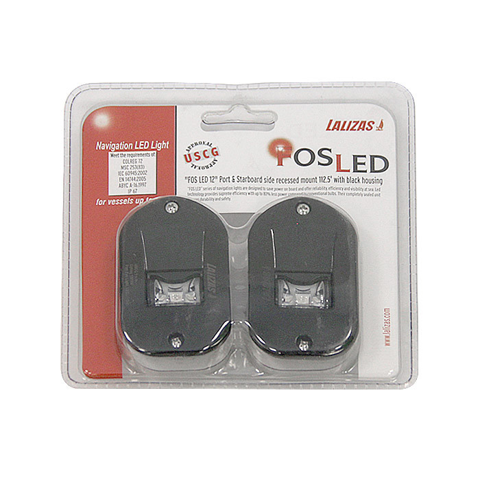 Огни бортовые врезные 92х32 мм, черный корпус, арт. 71315,          Lalizas 