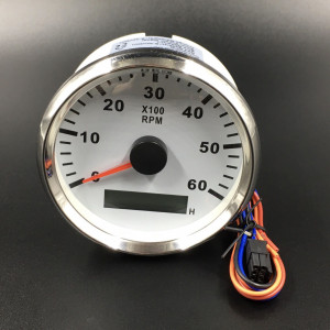 Тахометр 0-6000 об/мин (белый, хромированный ободок)