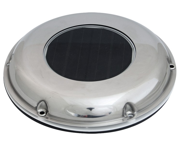 Вентилятор на солнечный батареях, низкопрофильный корпус из нержавеющей стали  диаметр 21см высота 8, арт. 10247849,          TMC 