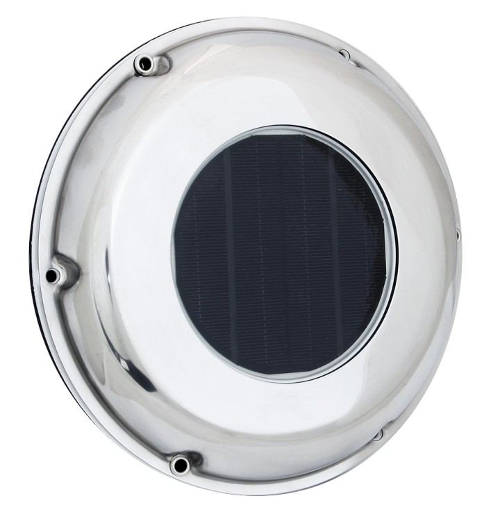 Вентилятор на солнечный батареях, низкопрофильный корпус из нержавеющей стали  диаметр 21см высота 8, арт. 10247849,          TMC 