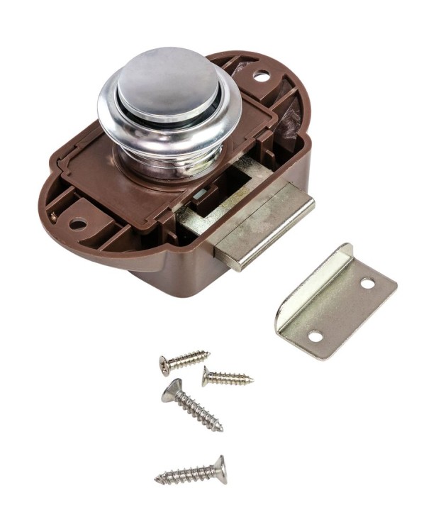 Замок дверной врезной, жемчуженый хром, коричневый корпус, D26мм, арт. BL01NBPC,          Marine Rocket 