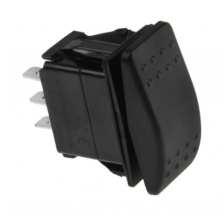 Переключатель трехпозиционный (ON)-OFF-(ON) 12 В/20А 3Р без фиксации, арт. 4620136052863,          MARINE ROCKET 