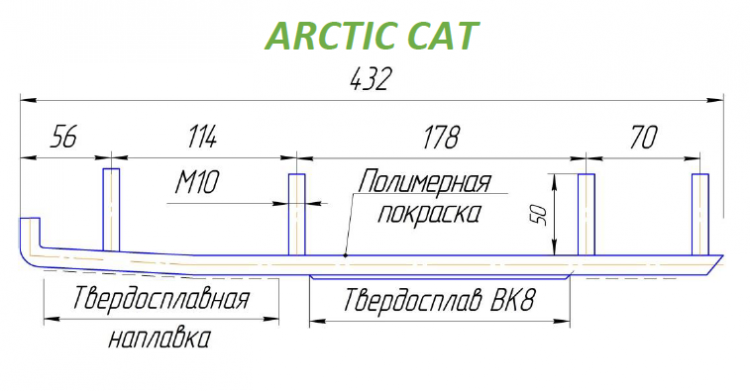 Коньки победитовые Arctic Cat , 0703-871,1703-218, 2703-375, усиленные, 9308-04, LCR-3S   