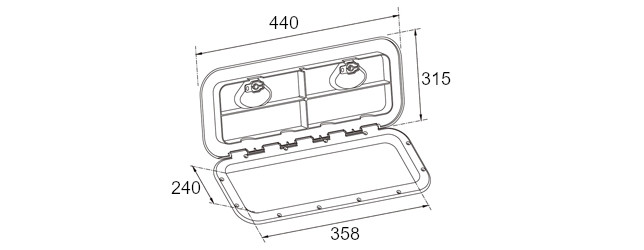 Крышка рундука SEAFLO 315x440мм, белый пластик, арт. SFRE1-315-440-01,          SeaFlo 