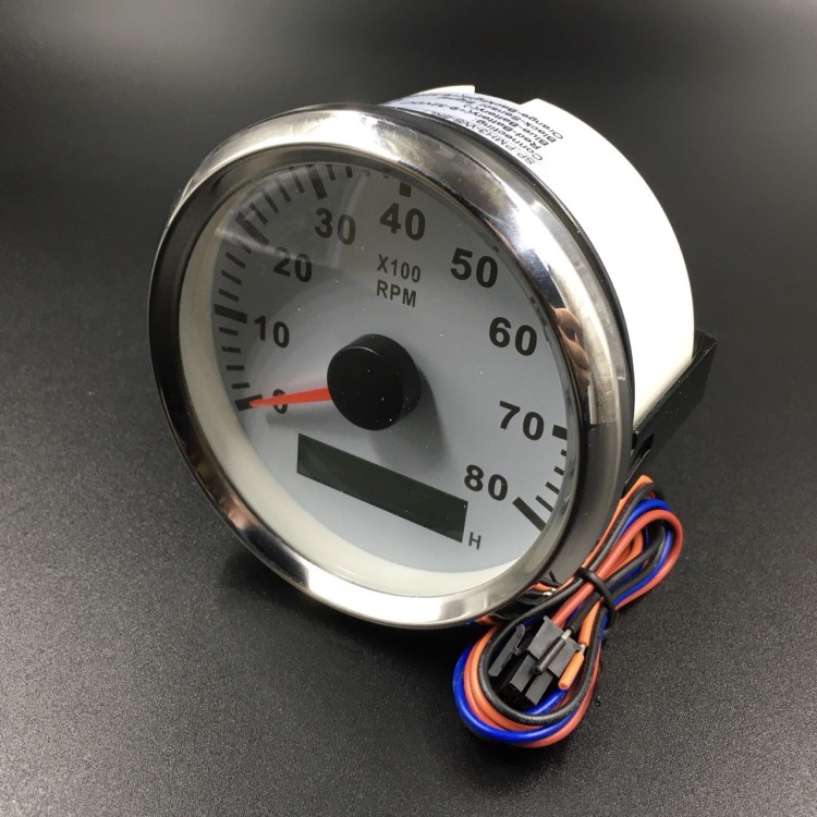 Тахометр 0-8000 об/мин (белый, хромированный ободок), арт. 900-00016,          РРЦ РАЗНОЕ 