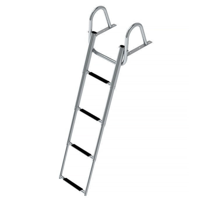 Трап телескопический с поручнем, 4 черных ступени (ширина 350 мм.), арт. 040109BT,          Техномарин 