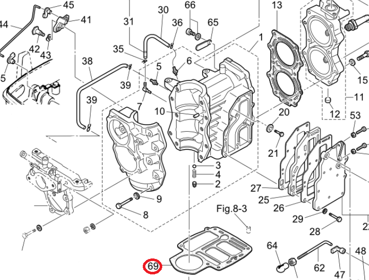 Прокладка под блок Tohatsu 9.9-18 (Omax), арт. 350-01303-0-TW,          Omax 