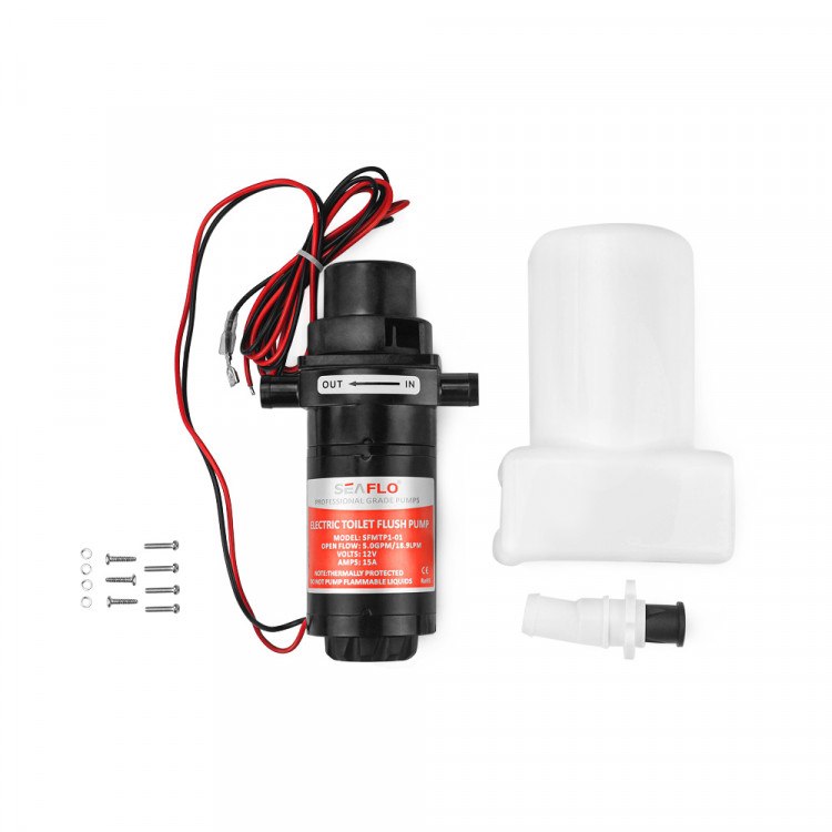 Унитаз судовой керамический SeaFlo с электрической помпой (Комплект электрической помпы для судового унитаза), SFMTP1-01-ts, арт. SFMTP1-01-ts,          SeaFlo 