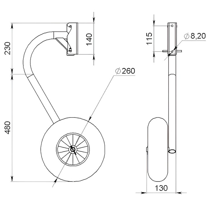 Комплект колес транцевых быстросъёмных для НЛ типа "Солар" (260 мм), арт. 10269406,          Россия 