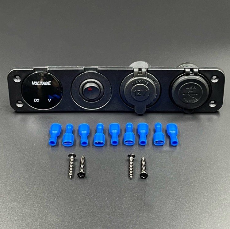 Панель управления (1 тумблер вкл/выкл, 2 USB, розетка 12V, вольтметр) (PREMARINE), арт. панель(1)-K,          PREMARINE 