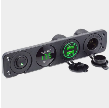 Панель управления (1 тумблер вкл/выкл, 2 USB, розетка 12V, вольтметр) (PREMARINE), арт. панель(1)-K,          PREMARINE 