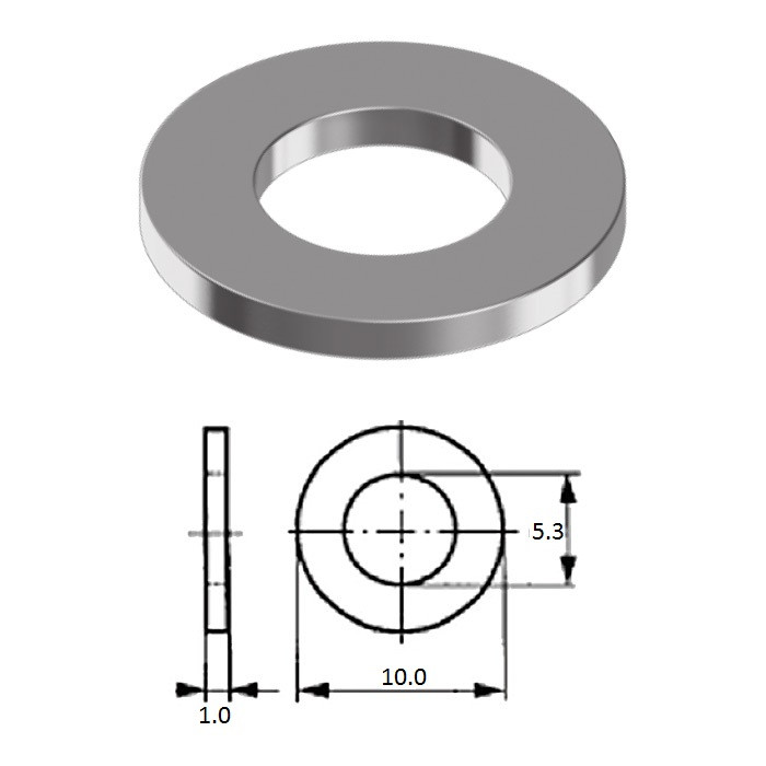 Шайба M 5 нерж.A2 (100 шт), арт. D125A-A2 M 5,          ZONBIX 