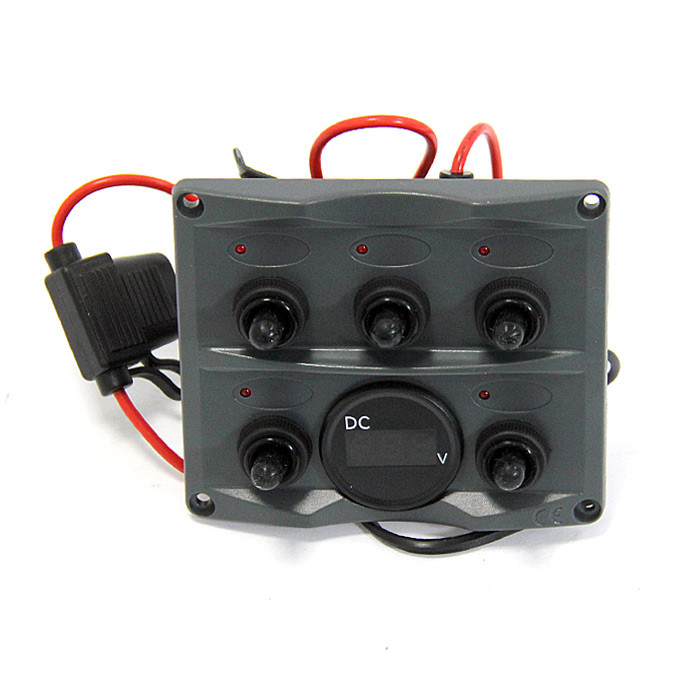 Панель управления 5шт с цифровым вольтметром, серая, арт. C10430G,          Easterner 