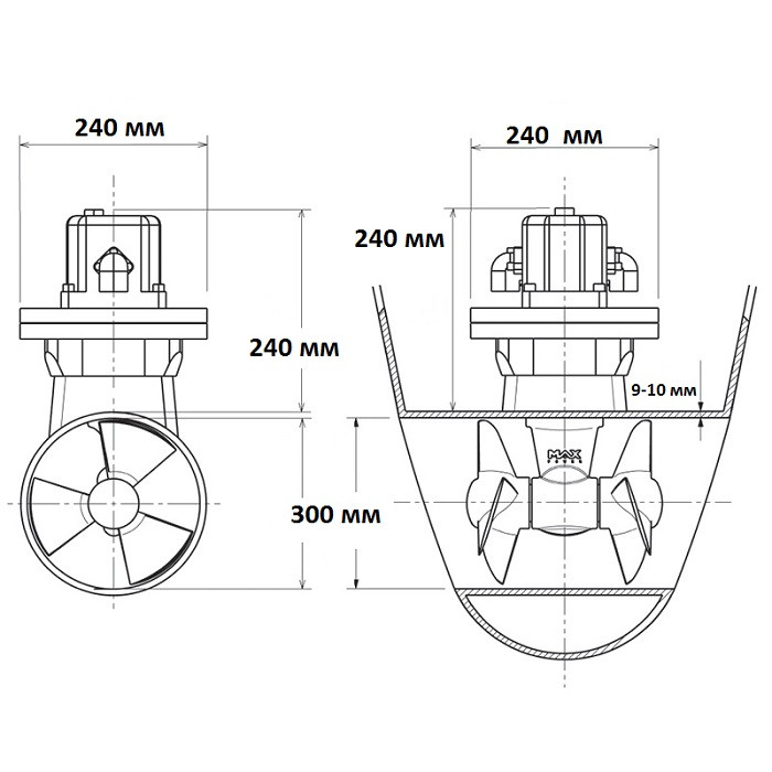 Гидравлическое подруливающее устройство CT HYD 300, арт. 317607,          MAXPOWER 