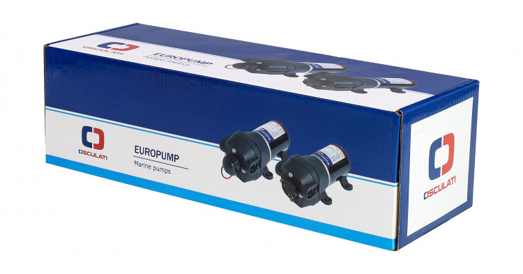 Помпа водоподающая мембранная Europump 12, 12 В, 12.5 л/мин, 2.48 бар, 4 A, арт. 16-512-12,          Osculati 