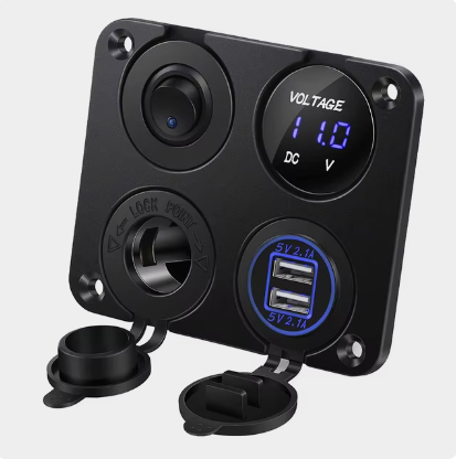 Панель управления (1 тумблер вкл/выкл, 2 USB, розетка 12V, вольтметр)(PREMARINE), арт. панель(1+)-K,          PREMARINE 