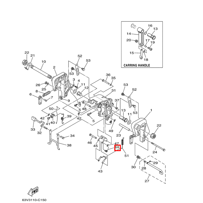 Пружина фиксатора Yamaha 9,9-15 (YUELANG), арт. 90508-18M41-K,          TAIZHOU YUELANG POWER TECHNOLOGY 