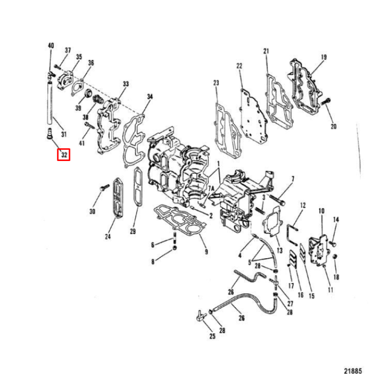 Фитинг (контроль охлаждения) MERCURY 6-250 (Quicksilver), арт. 94848,          MERCURY 