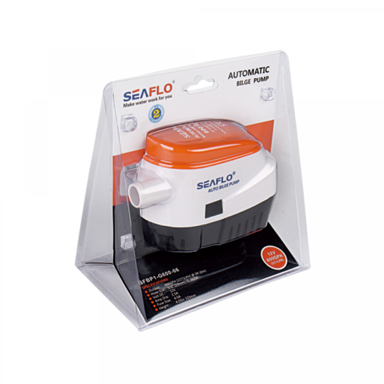 Помпа водооткачивающая автоматическая SeaFlo трюмная, 24V 1100 галлон/час, патрубок 29 мм, арт. SFBP2-G1100-06-ts,          SeaFlo 