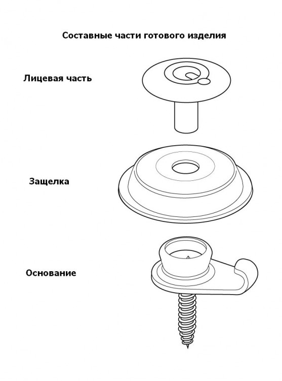 Нижняя часть кнопки Q-snap, нержавеющая (упаковка 10шт.), арт. 130000500,          Surefas 