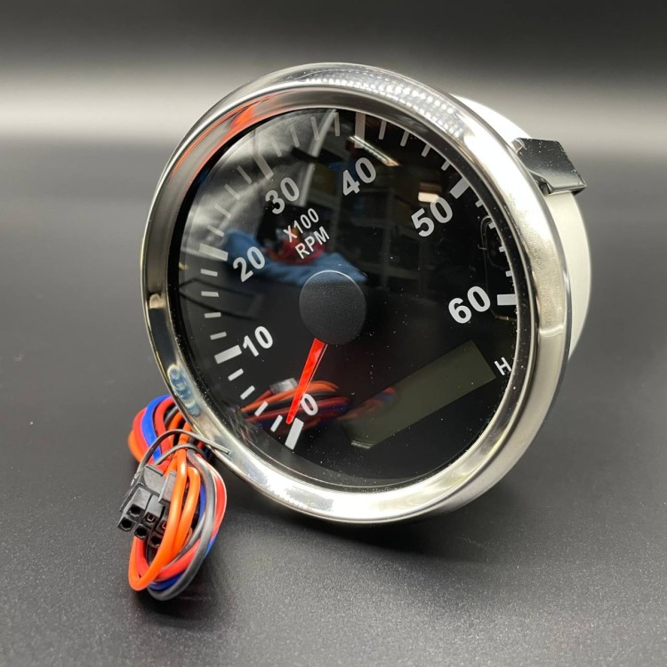 Тахометр 0-6000 об/мин (черный, хромированный ободок), арт. 900-00014,          РРЦ РАЗНОЕ 