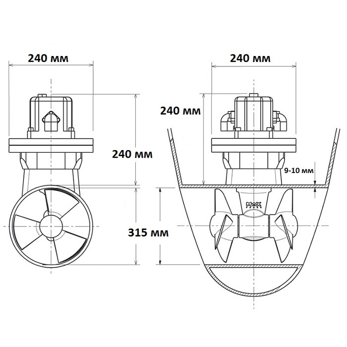 Гидравлическое подруливающее устройство CT HYD 325 (14кВт), арт. 317598,          MAXPOWER 