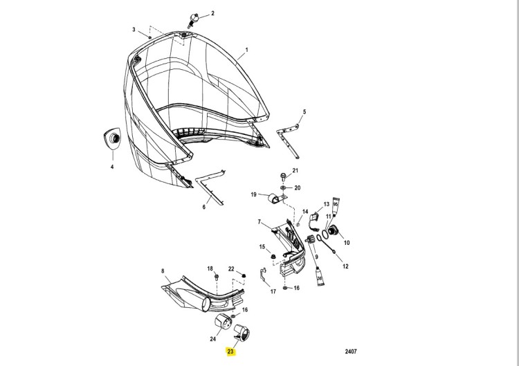 Адаптор для кожуха ПЛМ пластиковый ADAPTOR (Quicksilver), арт. 8M0043519,          MERCURY 