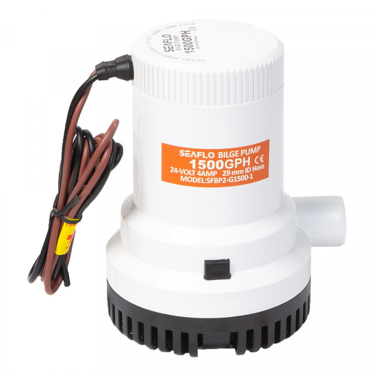 Помпа водооткачивающая SeaFlo трюмная, 24V 1500 галлон/час, патрубок 29 мм, арт. SFBP2-G1500-01-ts,          SeaFlo  Помпа водооткачивающая SeaFlo трюмная, 24V 1500 галлон/час, патрубок 29 мм, арт. SFBP2-G1500-01-ts,          SeaFlo