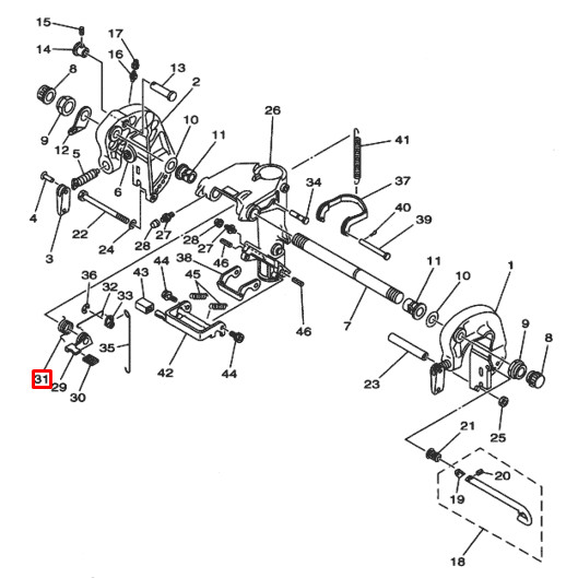Пружина торсионная струбцины подвески Yamaha 20-30;40-50 (Yamaha), арт. 689-43643-00,          YAMAHA 