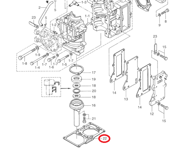 Прокладка под блок Tohatsu 8-9.8 (27-803663023)  (Omax), арт. 3B2-01303-0-TW,          Omax 